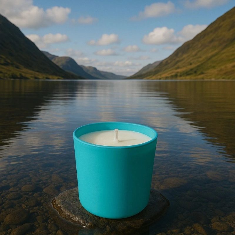 Sparkling Fizz & Citrus 20cl Matt Turquoise Candle Hand Poured with Eco Coconut Wax in Argyll Scotland 1
