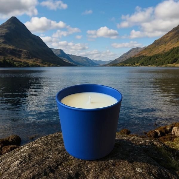 Spring Awakenings 20cl Matt Blue Candle Hand Poured with Eco Coconut Wax in Argyll Scotland 1