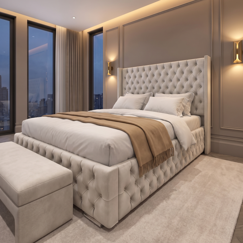 Glenmore Buttoned Wing Bed